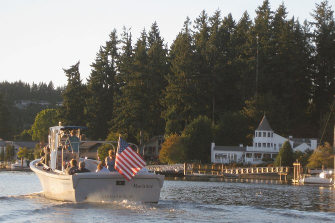2 Hour Guided Boat Tour in Gig Harbor and Narrows Bridges - Salmon Beach, pilings, and a shoreline community with a different rhythm