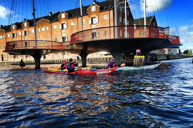 2 Hours Guided Kayak Tour in Copenhagen Harbor - A palace front, an old building, and a former bank