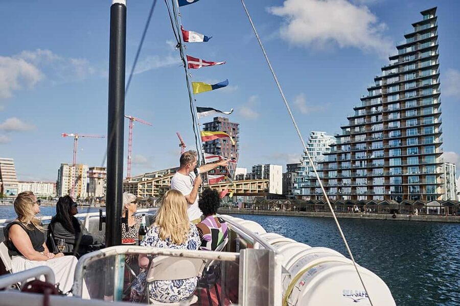 Aarhus: Harbour Cruises with local guide - DOKK1, the giant bell, and the name Aros