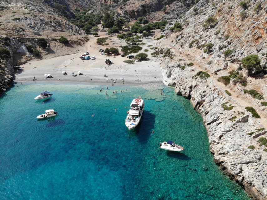 Chania: Menies Beach & Chironisia Bay Cruise with Snorkeling - Chironisia Bay, caves, and a second swim