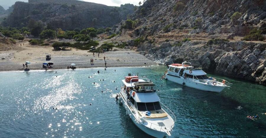 Chania: Menies Beach & Chironisia Bay Cruise with Snorkeling - Menies Beach and the ancient site of Diktynna