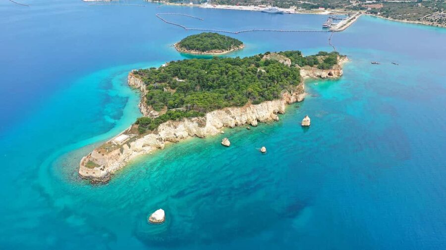 Chania:Souda Bay Cruise to Sea Caves & Beaches with pick up - Almyrida gives you the first clear-water swim