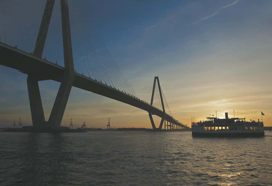 Charleston: Daytime or Sunset Historic Harbor Cruise - The Arthur Ravenel Jr. Bridge and the open harbor