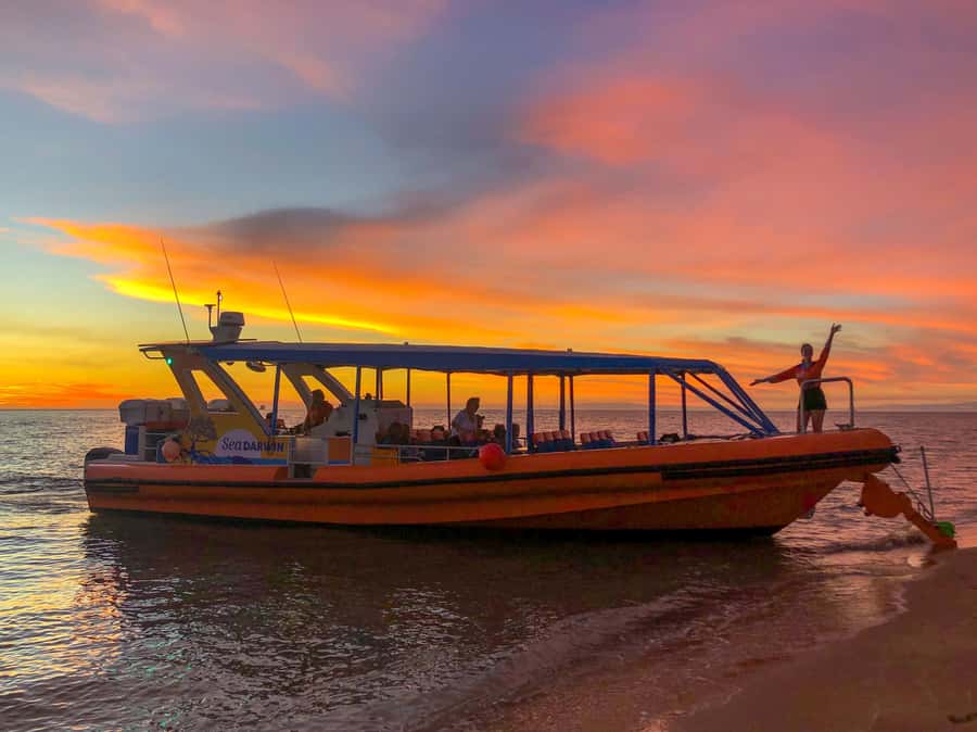 Darwin: Sunset Harbour Cruise with Fish and Chips Dinner - The first course: hot fish and chips on the harbour