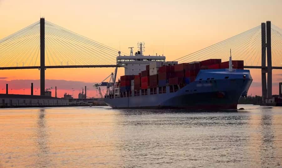 Savannah: Cruise Port Tour - Container ships and mega yachts share the view