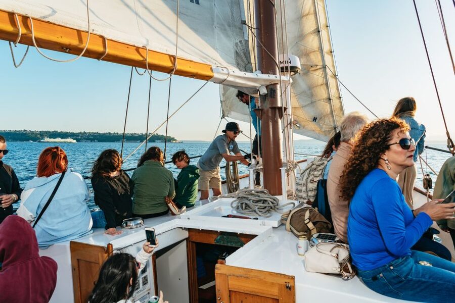 Seattle: Tall Sailboat Sunset Harbor Cruise - Sunset over the Olympic Mountains