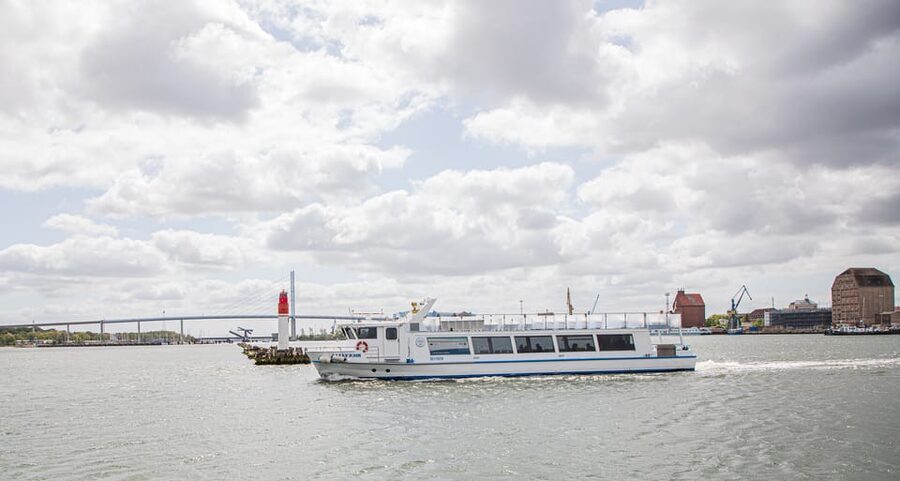 Stralsund: 1-Hour Harbor Cruise - Heading north toward the Rügen Bridge