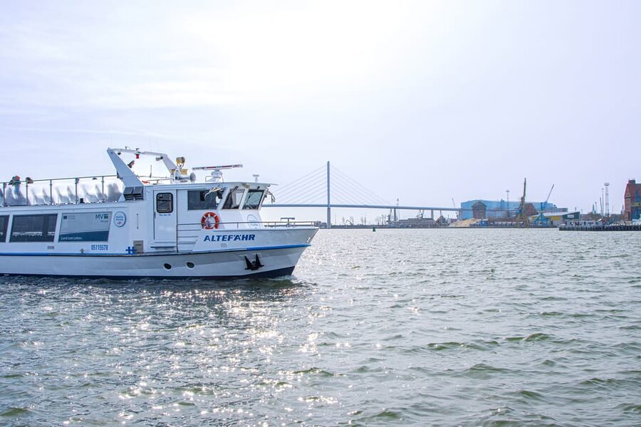 Wednesday Regatta with harbour tour - Passing beneath the presence of the Rügen Bridge